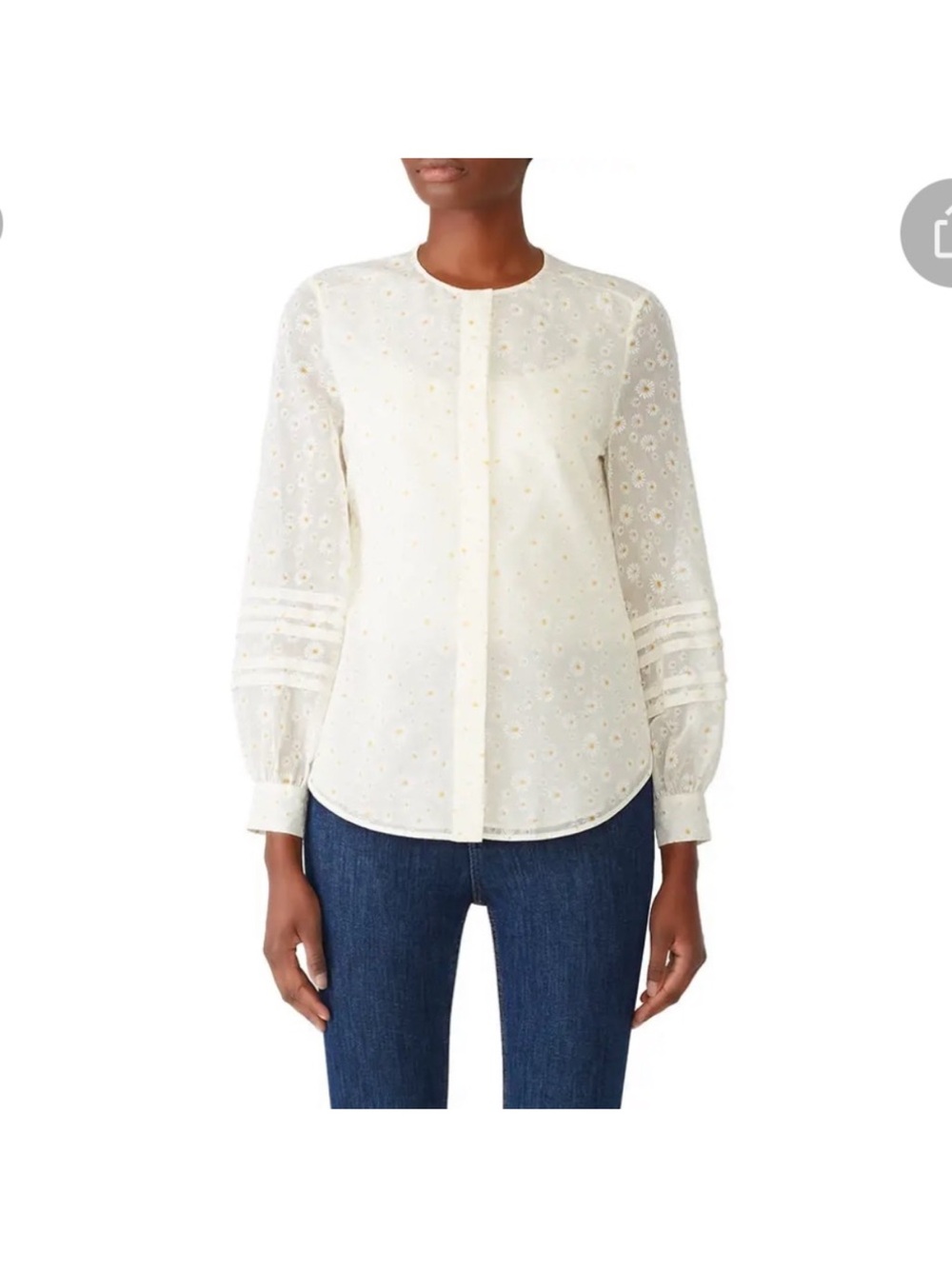 Tory Burch Cotton Silk blend Hayden Daisy Button Down Shirt Size 6